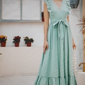 Eyelet Embroidered Butterfly Sleeve Dress